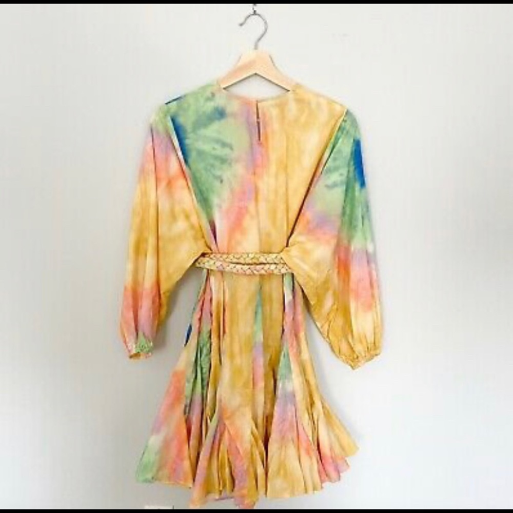 Rhode Ella yellow tie-die belted dress